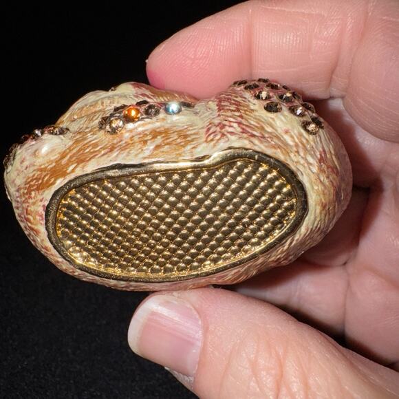 Enamel Metal Trinket Box of A Cat with Crystal Embelishment Vintage - Picture 4 of 11